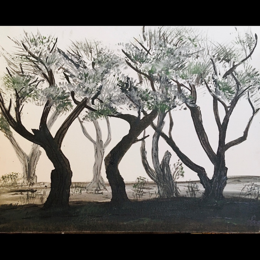 Simple Silhouette Trees Original Art Paintings